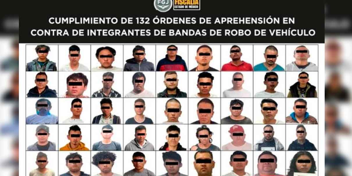 Golpe a bandas criminales; capturan a 132 por robo de auto en EDOMEX 