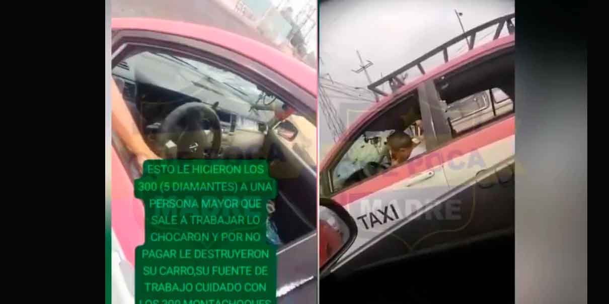 “Los 300” destruyen  taxi de adulto mayor a plena luz del día en intento de extorsión