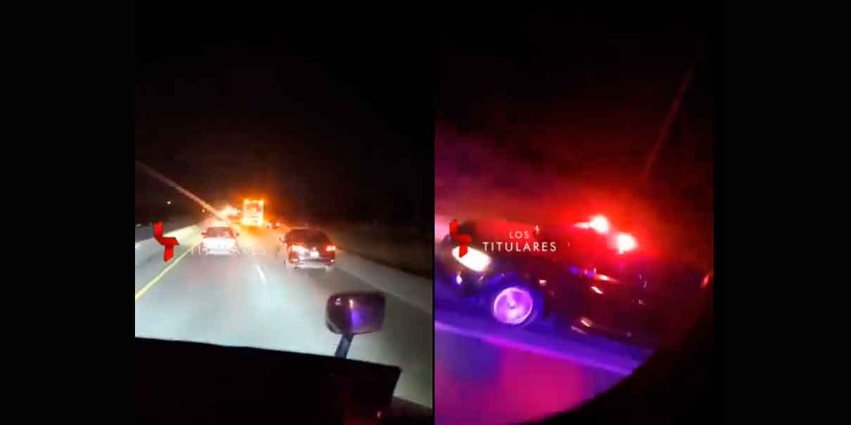 VIDEO. Patrulla falsa persigue a trailero en intento de asalto en la autopista Puebla-Orizaba