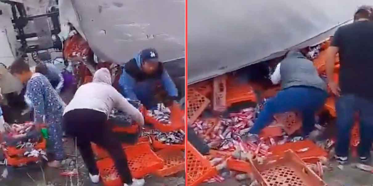 VIDEO. Rapiña de galletas tras volcadura de tráiler en la carretera Toluca-Atlacomulco: el conductor no fue auxiliado
