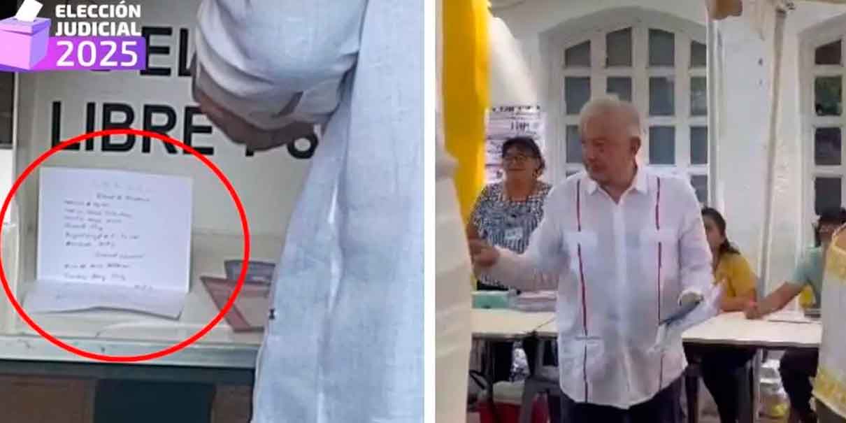 AMLO vota en elección judicial histórica con “acordeón” en mano