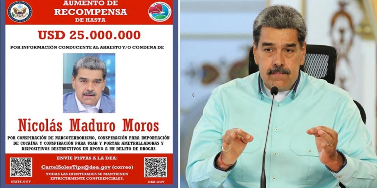 DEA ofrece 25 millones por Nicolás Maduro: lo acusan de narcoterrorismo y vínculos con cárteles