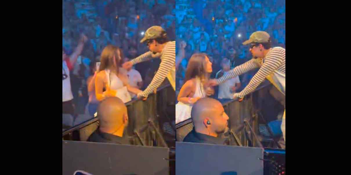 VIDEO. Bad Bunny cubre el busto descubierto de mujer asistente a su concierto; general polémica en redes sociales