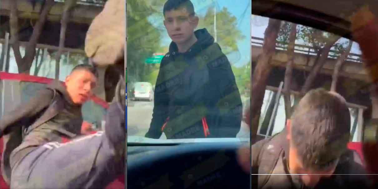 VIDEO. ¡Motociclista se pone loco! Agrede a chofer y mujer en pleno cruce de Tlalpan y Churubusco