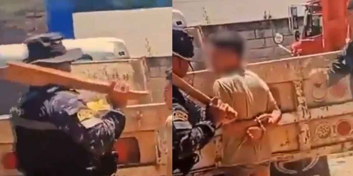 Como lo hace el crimen: exhiben en VIDEO a policía en Chiapas tableando a joven esposado
