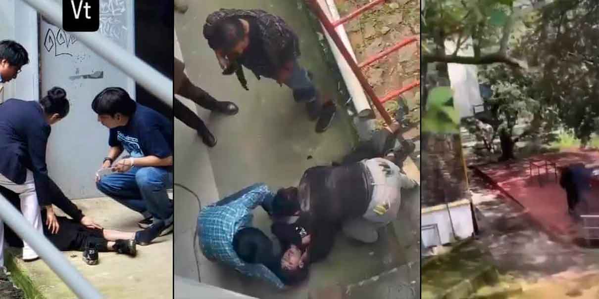 IMÁGENES SENSIBLES. Encapuchado mata a estudiante en el CCH Sur de la UNAM con arma blanca