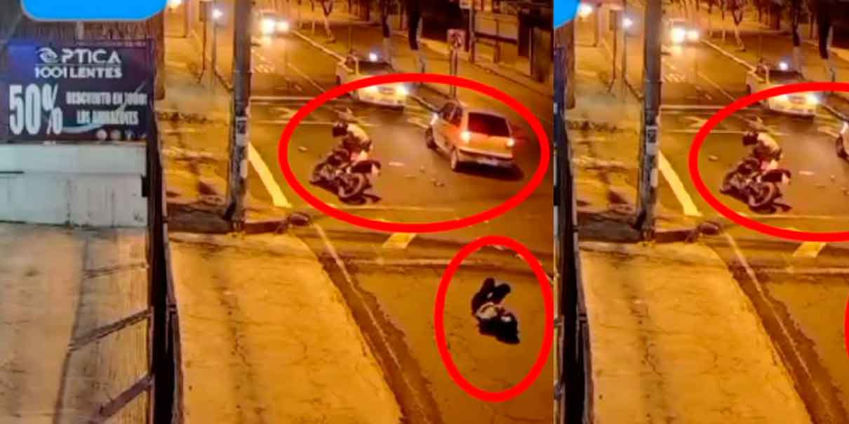 VIDEO. Tras brutal accidente, motociclista se preocupa más por su moto que por su novia 
