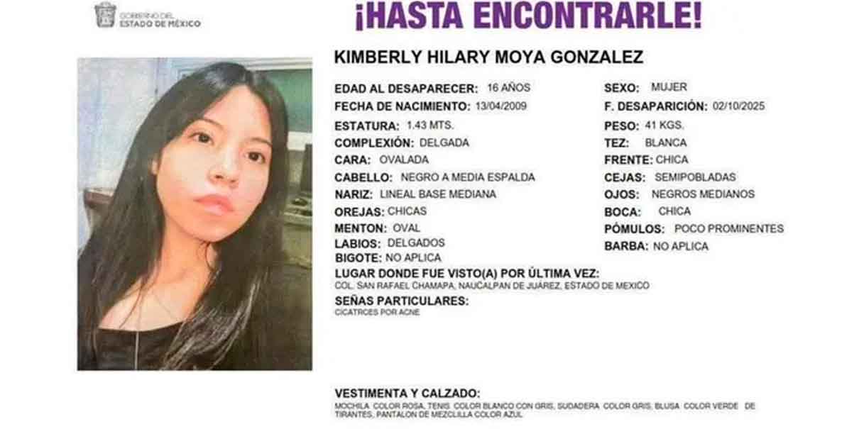 Desaparición de Kimberly Moya en Naucalpan en solo 15 minutos: No es la única desaparecida