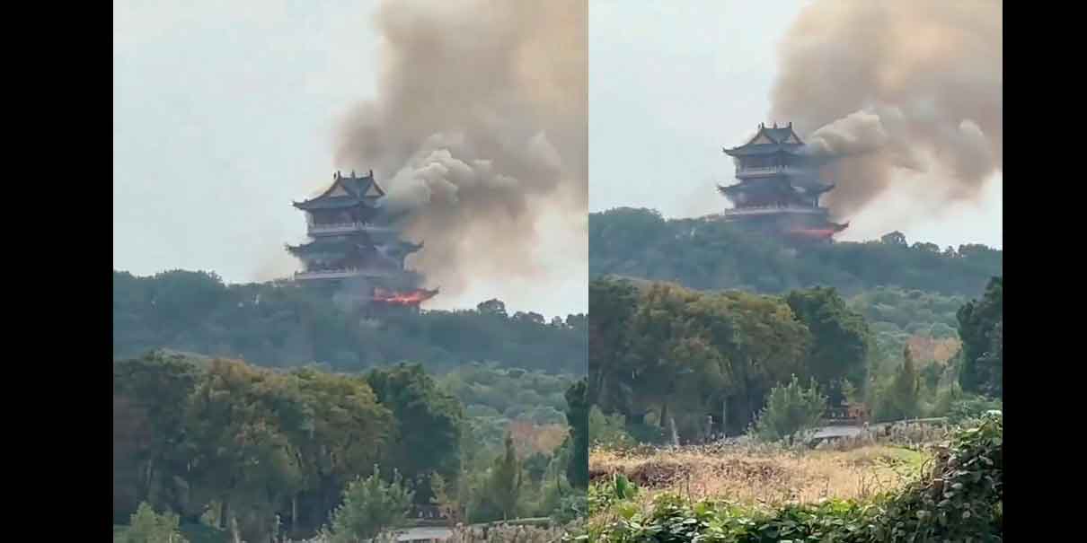 Incendio destruye el histórico pabellón Wenchang del templo Yongqing en China: investigan causas del siniestro