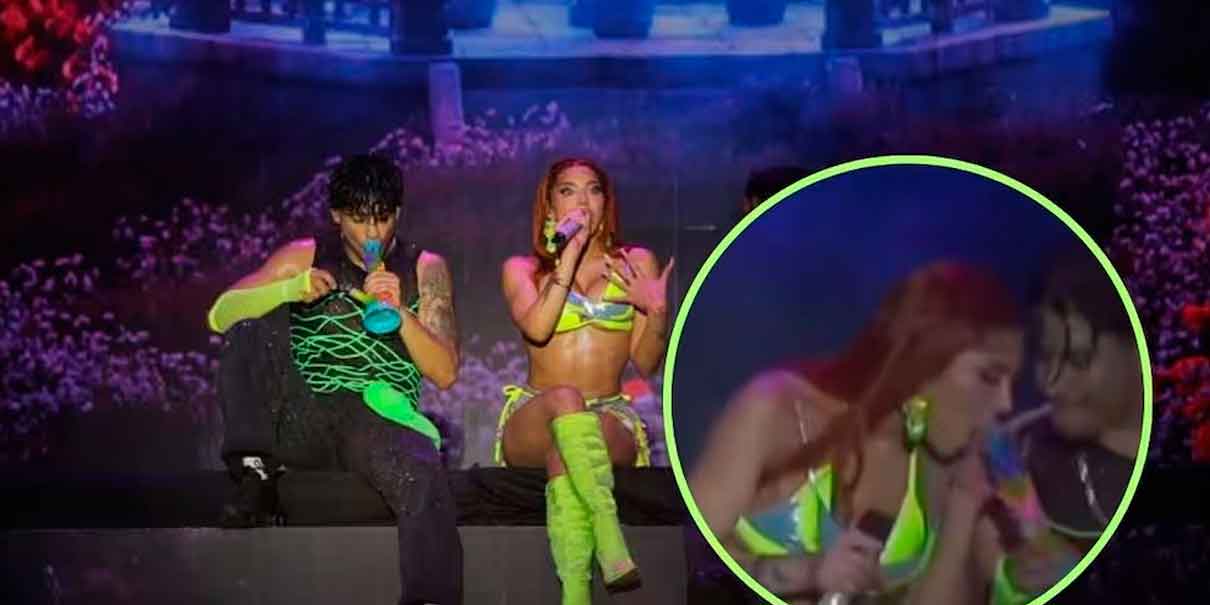 VIDEO. Yeri Mua fuma marihuana durante su espectáculo en Carnaval de Veracruz. Pidió "permiso" 