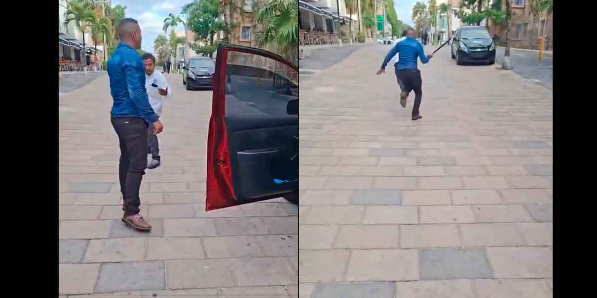 VIDEO. Un taxista bien "machito" sale corriendo cuando su rival lo persigue con un machete