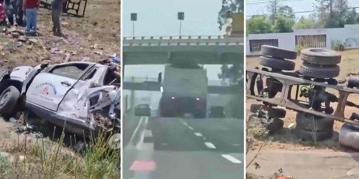 Tráiler se queda sin frenos y provoca brutal choque en Tulancingo