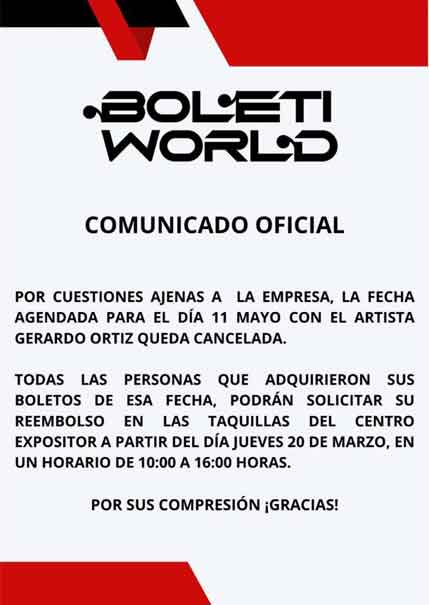 Cancelan presentación de Gerardo Ortiz en el palenque de Puebla