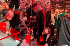 VIDEO. Santa fe Klan ayuda a personal de intendencia a limpiar el piso en evento de la Ultimate Fighting Championship