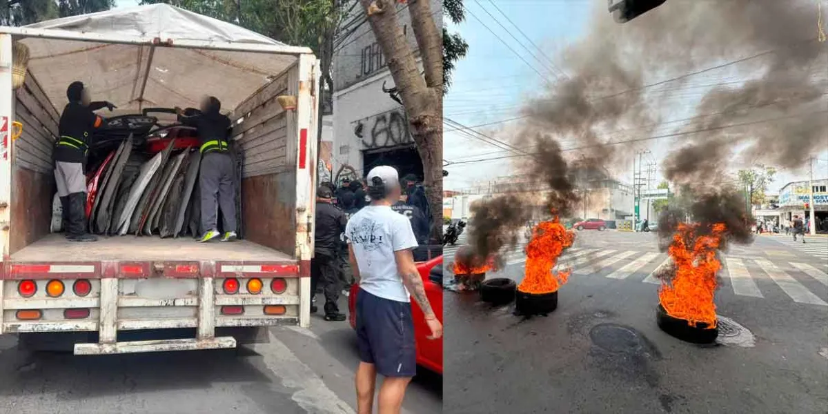 Comerciantes realizan bloqueos por operativo contra autopartes robadas en CDMX. Decomisan 17 toneladas 