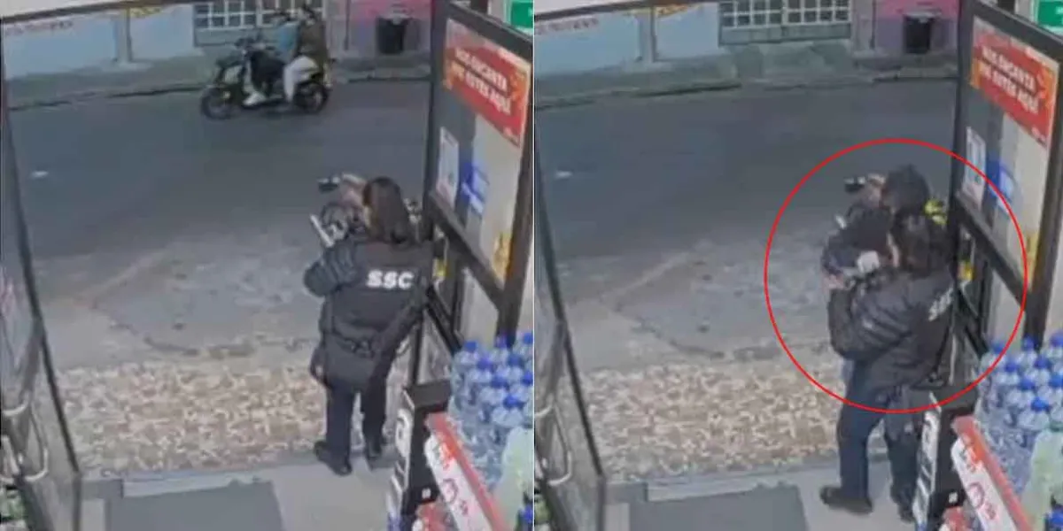Ladrón le arrebata pistola a mujer policía en un OXXO de la CDMX