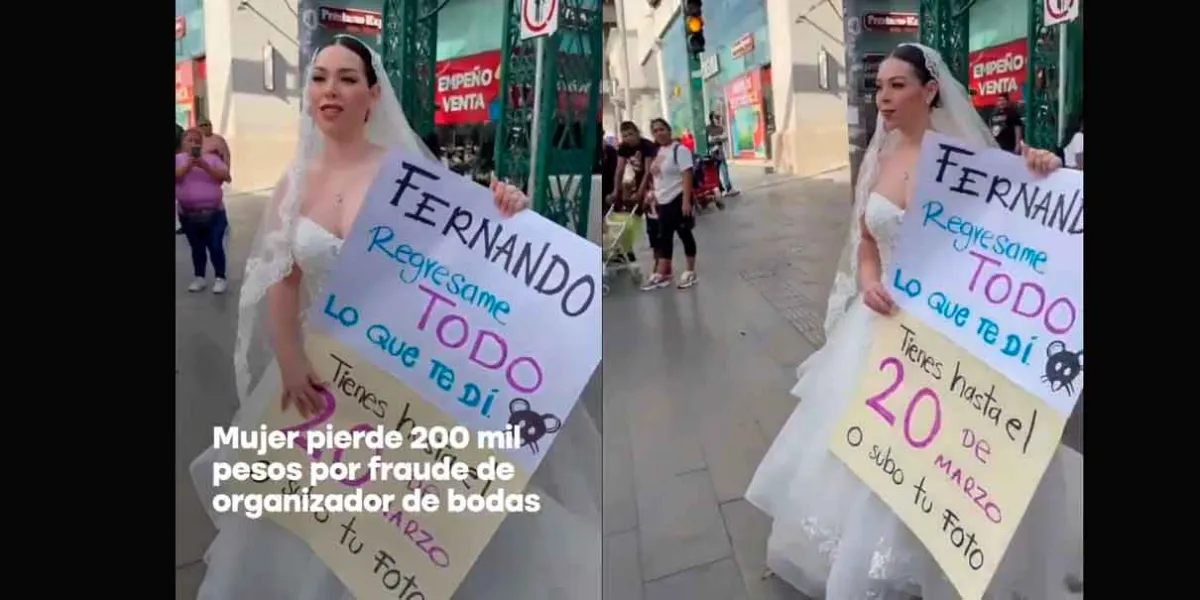 VIDEO. Joven vestida de novia denuncia estafa de wedding planner en Monterrey