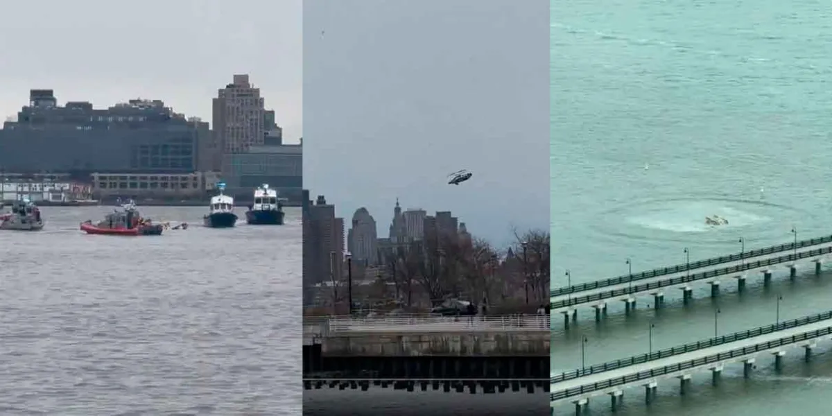 VIDEO. Helicóptero se estrella en el río Hudson: no hay sobrevivientes