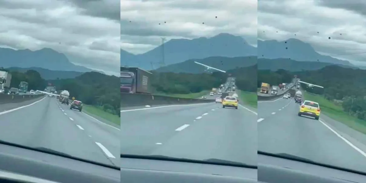 VIDEO. ¡Sustazo! Avioneta aterriza de emergencia entre autos en carretera de Brasil 