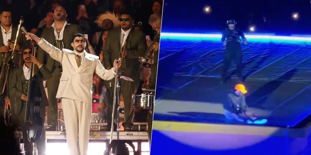 Bad Bunny estrena gira… y también un resbalón en su concierto en CDMX