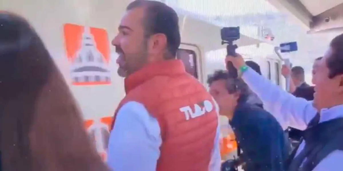 CORRE, CORRE!!! Llegó tarde el alcalde de Tlajocomulco al recorrido de inauguración del Tren Ligero/VIDEO