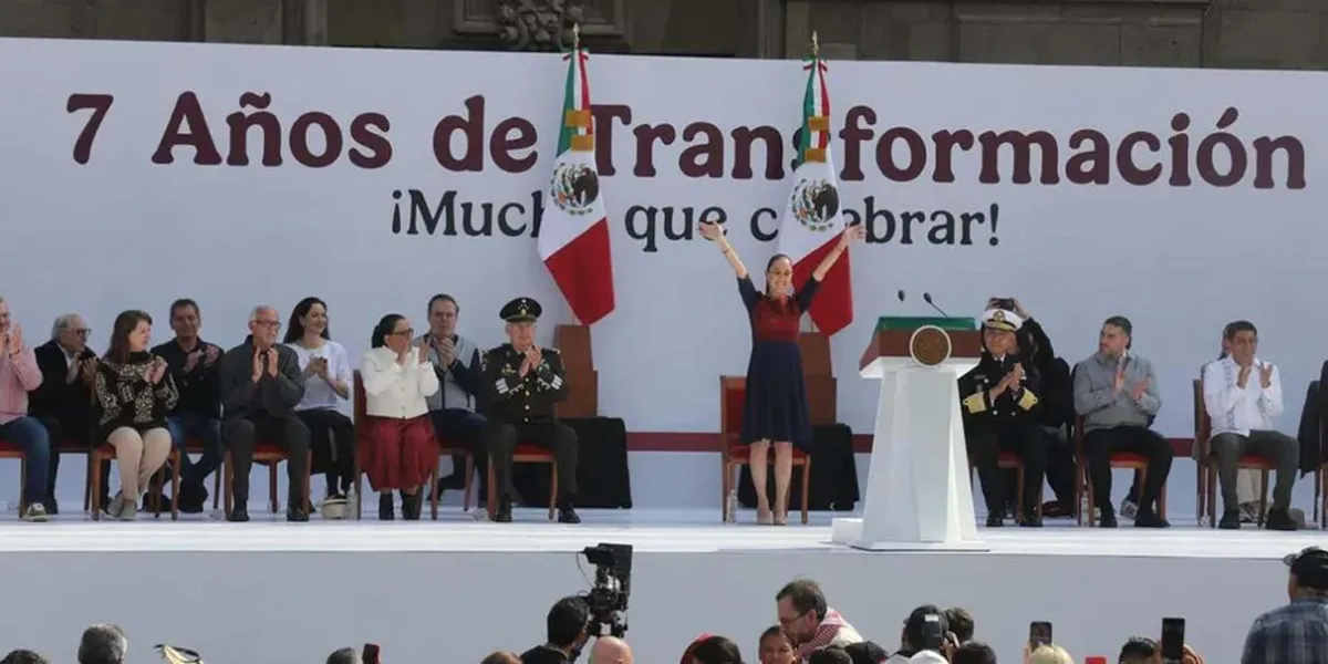 Sheinbaum celebra 7 años de la 4T; destaca salario mínimo, recaudación y soberanía