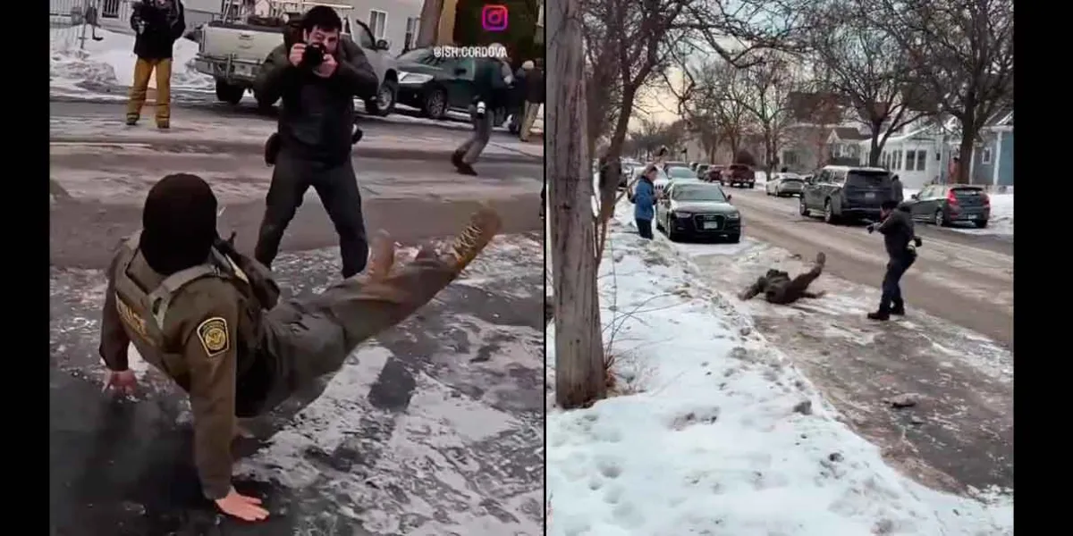VIDEO. Tremendo resbalón de agente del ICE provoca burla viral de estadounidenses en redes 