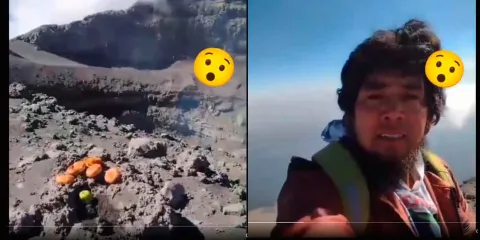 VIDEO. Joven coloca ofrenda en el cráter del Popocatépetl. "Se siente un gran miedo"