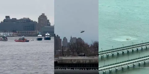 VIDEO. Helicóptero se estrella en el río Hudson: no hay sobrevivientes