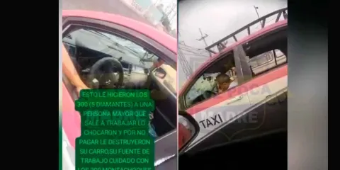 “Los 300” destruyen  taxi de adulto mayor a plena luz del día en intento de extorsión