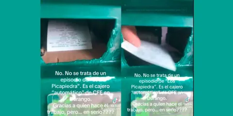 ¡¡Con una mano!! Así funciona cajero automático de CFE en Durango. VIDEO