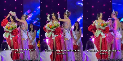 VIDEO. Ex reina de belleza de Paraguay se niega a entregar la corona y finge torpeza 