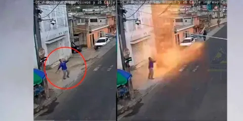 IMÁGENES SENSIBLES. Trabajador recibe potente descarga eléctrica al instalar un cable en Guatemala 