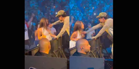 VIDEO. Bad Bunny cubre el busto descubierto de mujer asistente a su concierto; general polémica en redes sociales