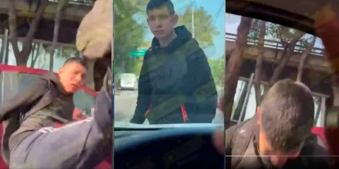 VIDEO. ¡Motociclista se pone loco! Agrede a chofer y mujer en pleno cruce de Tlalpan y Churubusco