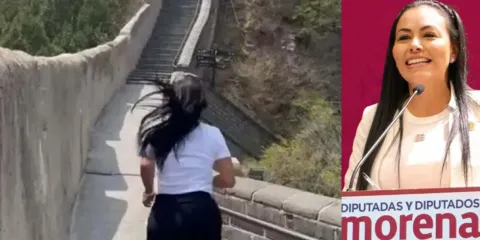 Diputada de Morena Sandra Anaya presume su entrenamiento en la Muralla China