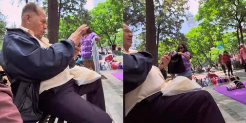 VIDEO. Feminista acusa falsamente a hombre de la tercera edad por acoso para quitarlo de la banca 