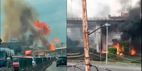 IMÁGENES SENSIBLES. Explosión de pipa en Iztapalapa deja 57 heridos y caos vial en el Puente de la Concordia