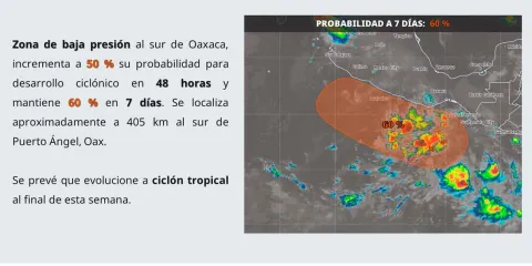 SMN alerta por posible formación del ciclón tropical Sonia frente a las costas de Oaxaca