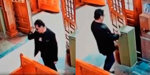 VIDEO. Finge rezar para robar limosnas en iglesias de CDMX. Ni Dios se salva