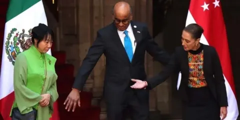 Sheinbaum vive momentos de tensión diplomática durante la visita del presidente de Singapur