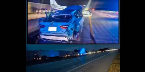 VIDEO. "Avionazo" en la I-95 de Florida, aterrizaje  de emergencia provoca choque con un automóvil