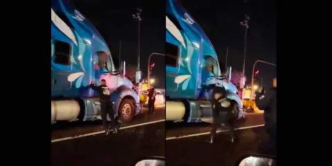 Trailero dispara a policías para evitar reten en la México -Texcoco y genera fuerte persecución 