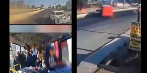 Chofer de autobús de pasajeros embiste a elementos del CJNG para evitar ser retenidos