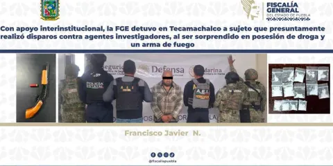 Detienen en Tecamachalco a hombre por tentativa de homicidio y posesión de droga