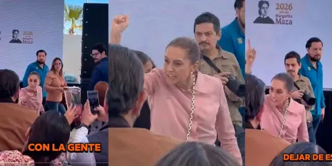 Sheinbaum regaña a diputados y senador durante gira en Baja California