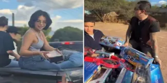 La dinastía Aguilar y Christian Nodal reparten juguetes en Zacatecas