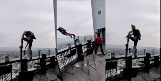 VIDEO. Deportista extremo se arroja con paracaídas desde terraza del Hotel Riu en Guadalajara 