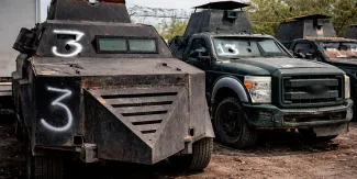 Los monstruos del crimen terminan destruidos; FGR pulveriza 18 blindados artesanales en Reynosa