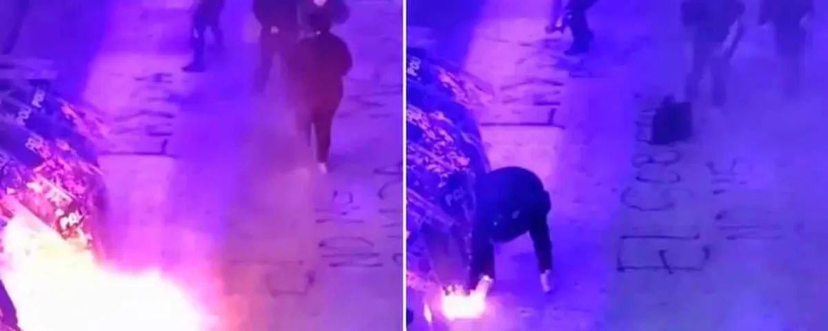 VIDEO. Mujer incendia a policías durante marcha del 8M en Campeche. Ya está en la cárcel